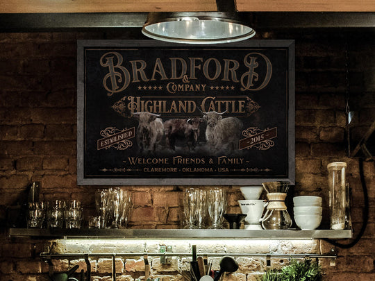 Highland Cattle Sign | Highland Cattle Ranch Sign | Cattle Farm Sign | Vintage Highland Farm Sign | Farmhouse Cattle Sign | Metal Print