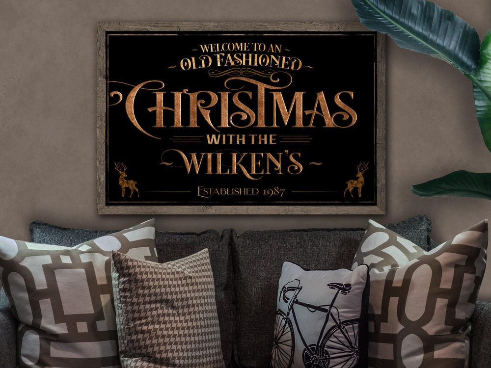Personalized Family Christmas Sign | Old Fashioned Christmas Sign | Vintage Christmas Sign | Large Metal Sign | Large Canvas Sign