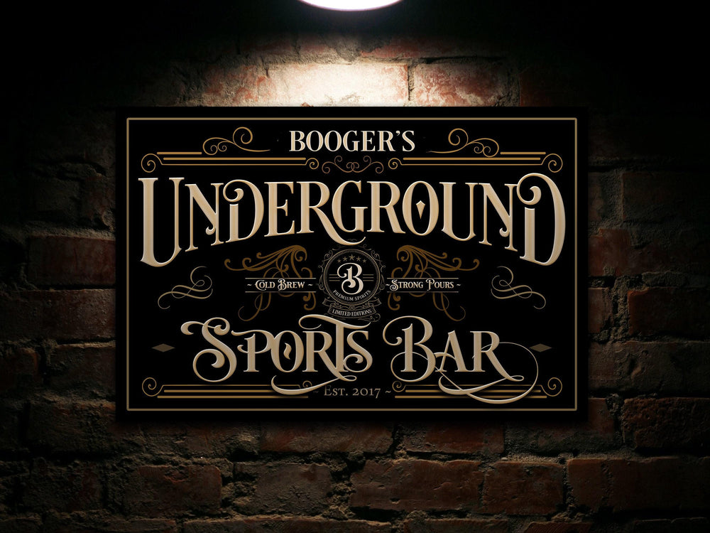 Custom Sports Bar Sign | Basement Sports Bar Sign | Underground Bar Sign | Lower Level Bar Sign | Large Canvas | Vintage Bar Sign