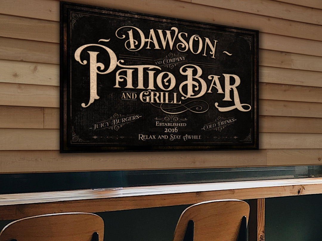 Personalized Patio Bar Sign | Patio Grill Sign | Patio Bar Sign | Vintage Patio Bar Sign | Last Name Patio Bar Sign