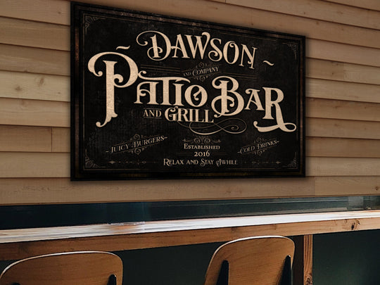 Personalized Patio Bar Sign | Patio Grill Sign | Patio Bar Sign | Vintage Patio Bar Sign | Last Name Patio Bar Sign