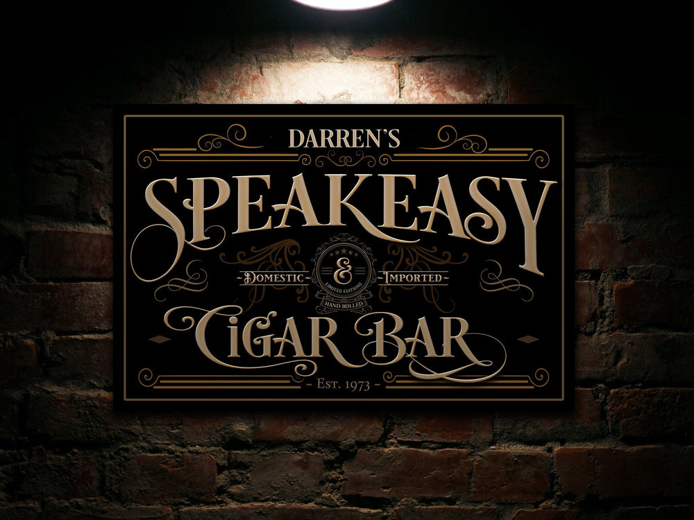 Speakeasy Cigar Bar Sign | Speakeasy Cigar Sign | Personalize Speakeasy Cigar Bar Sign | Large Metal Sign | Large Canvas | Vintage Bar Sign