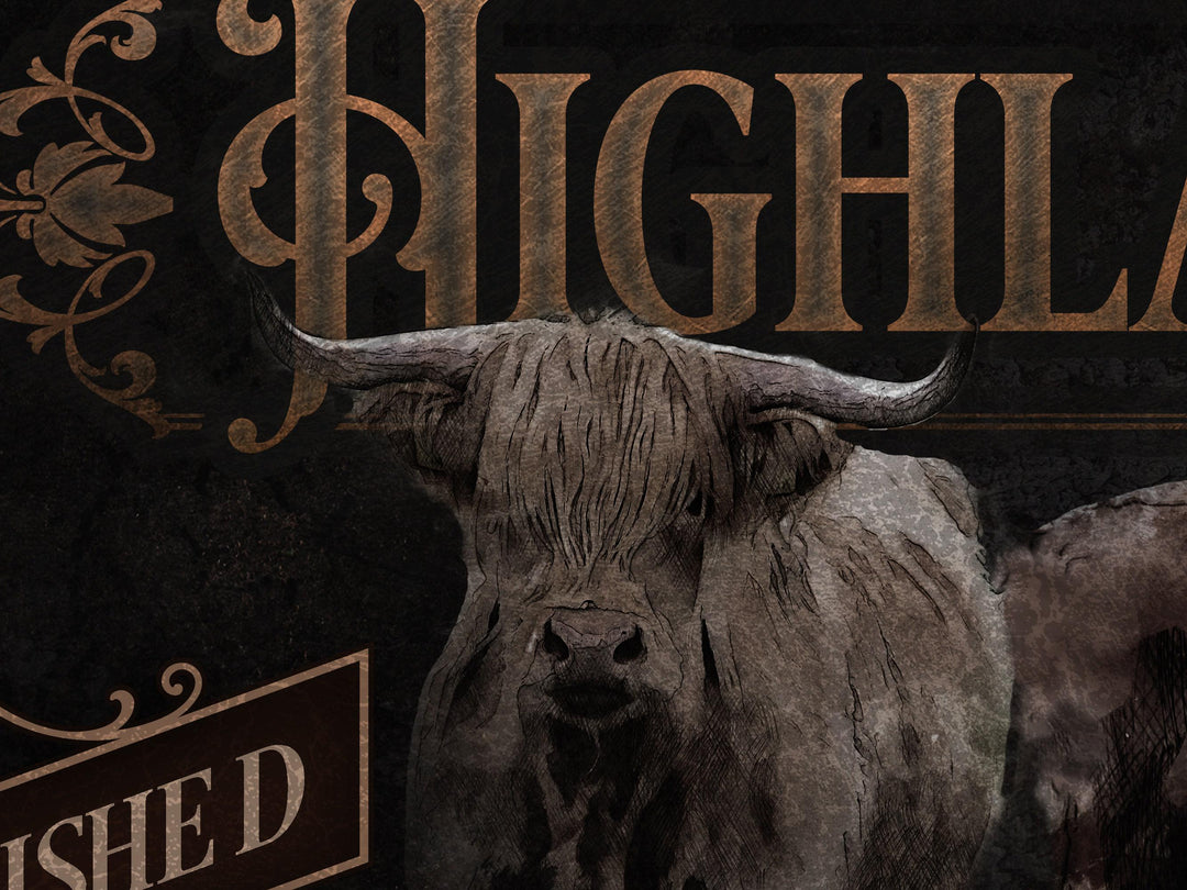 Highland Cattle Sign | Highland Cattle Ranch Sign | Cattle Farm Sign | Vintage Highland Farm Sign | Farmhouse Cattle Sign | Metal Print
