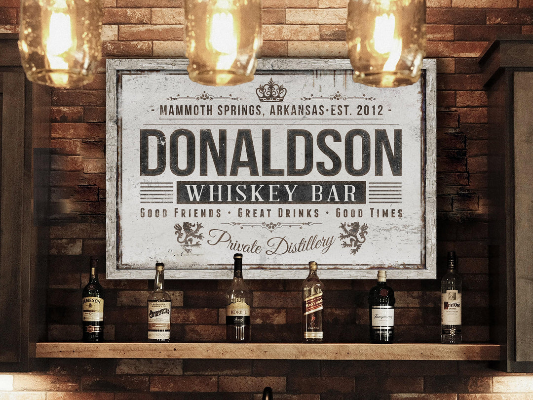 Custom Whiskey Bar Sign | Whiskey Sign | Custom Customized Family Whiskey Bar | Family Name Sign | Modern Farmhouse Decor | Large Metal Sign