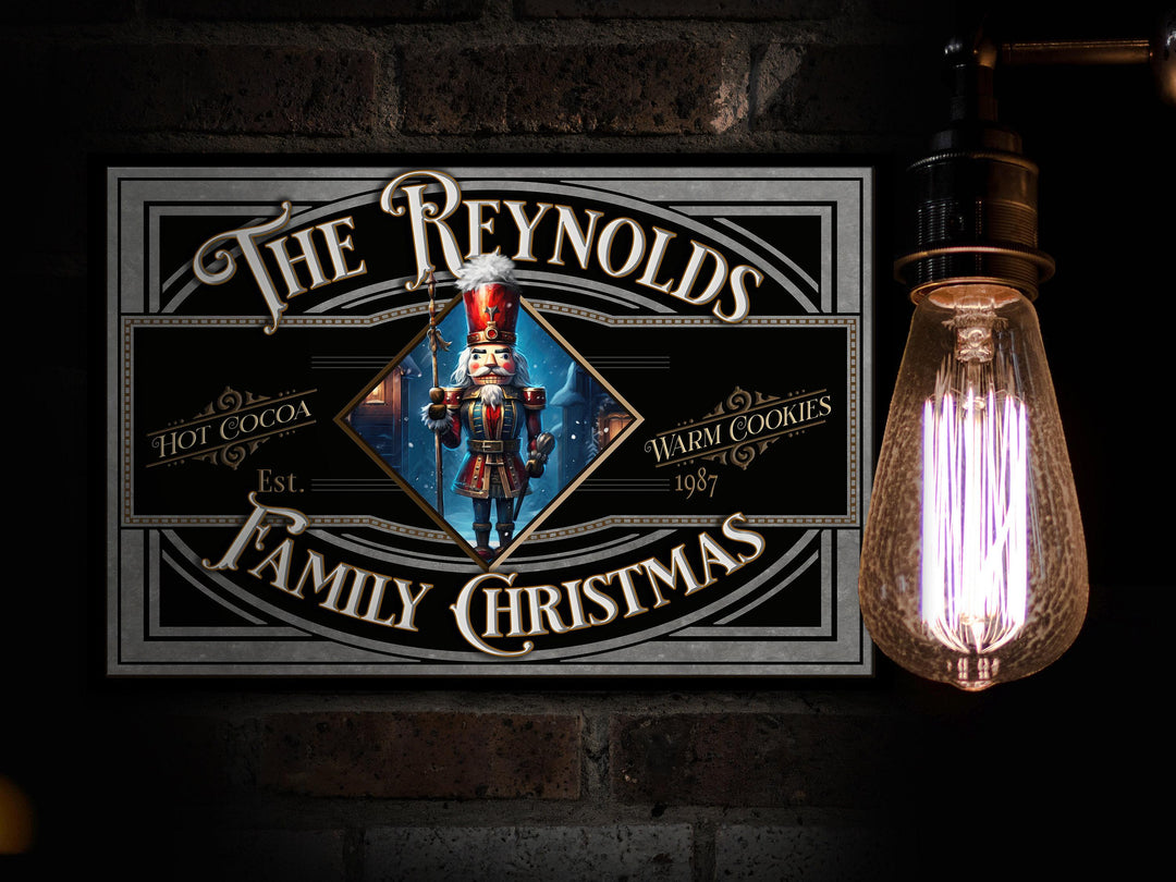 Personalized Family Christmas Nutcracker Sign | Old Fashioned Christmas Sign | Vintage Christmas Sign | Large Metal Sign | Large Canvas Sign