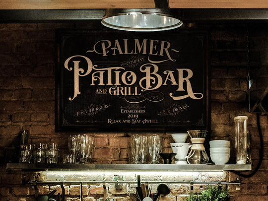 Personalized Patio Bar Sign | Patio Grill Sign | Patio Bar Sign | Vintage Patio Bar Sign | Last Name Patio Bar Sign