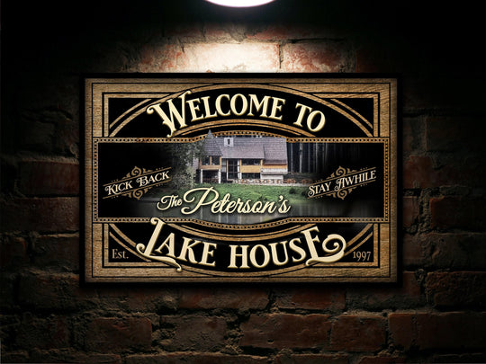 Welcome Lake House Sign | Personalized Lake House Sign | Lake House Gift Wall Art | Lake Wall Decor | Metal Lake Sign | Canvas Lake Sign