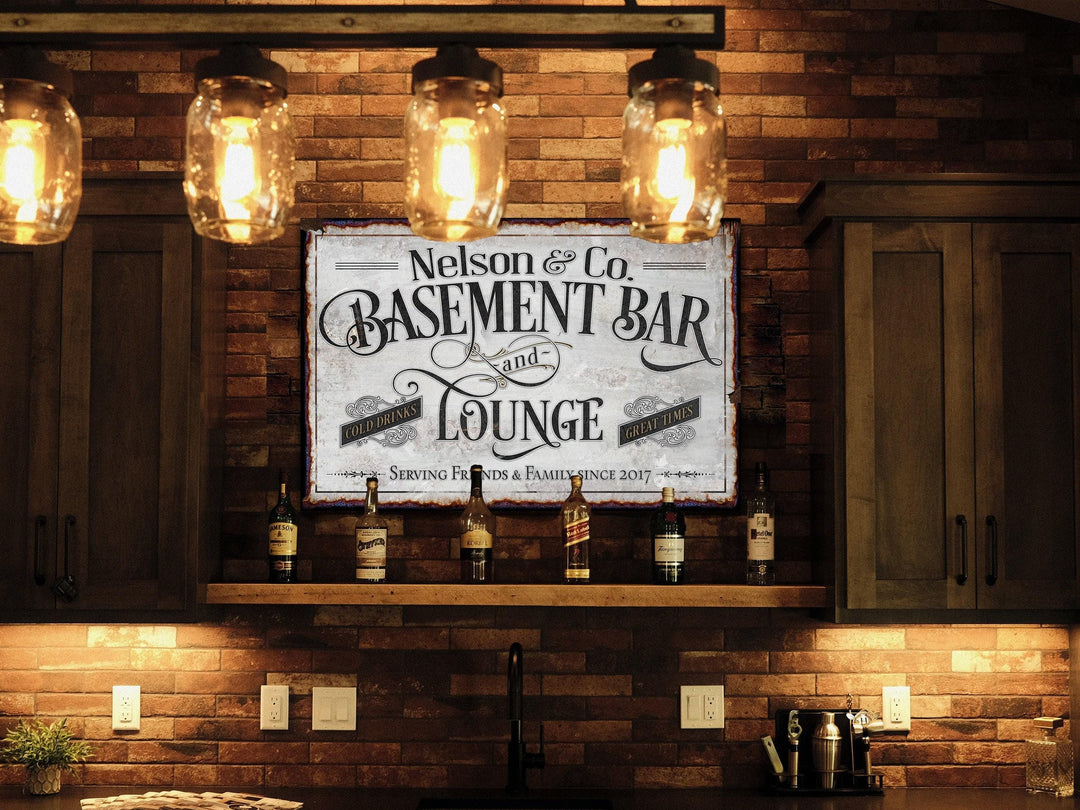Custom Family Name Basement Bar Lounge Sign, Personalized Man Cave Decor, Gift for Dad Husband