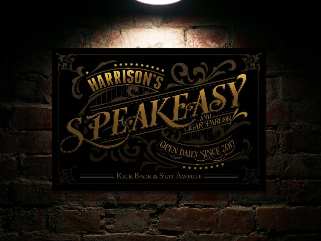 Personalized Speakeasy Cigar Parlor Sign | Custom Name Speakeasy Sign | Family Speakeasy Sign | Modern Farmhouse Decor | Large Metal Sign