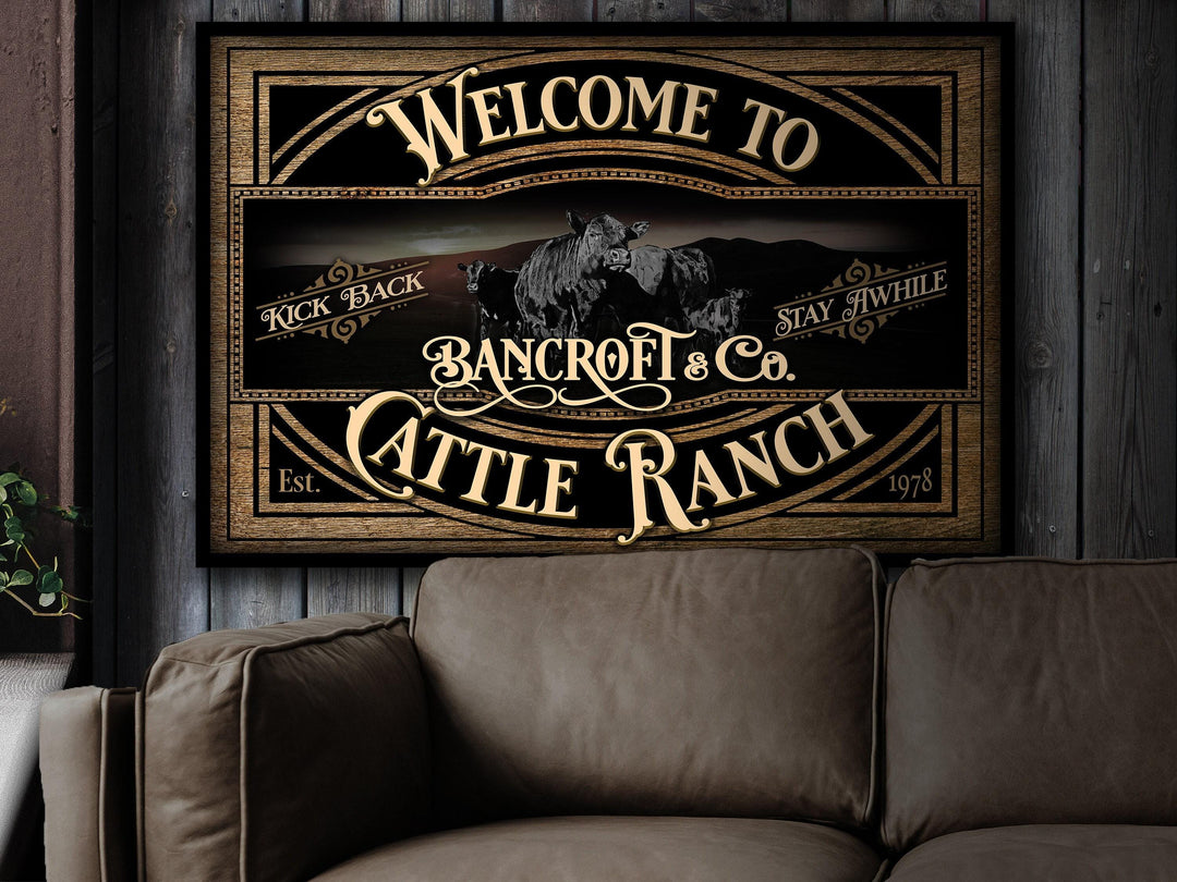 Black Angus Cattle Sign | Black Angus Cattle Ranch Sign | Cattle Farm Sign | Vintage Angus Farm Sign | Farmhouse Cattle Sign | Metal Print