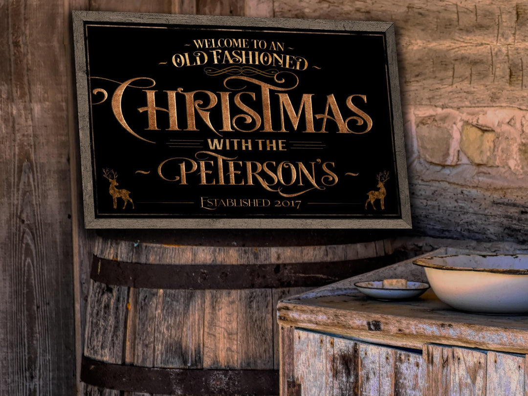 Personalized Family Name Old Fashioned Christmas Sing on Large Metal Wall or Decor or LArge Canvas Wall Decor