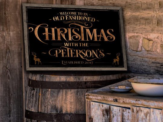 Personalized Family Name Old Fashioned Christmas Sing on Large Metal Wall or Decor or LArge Canvas Wall Decor