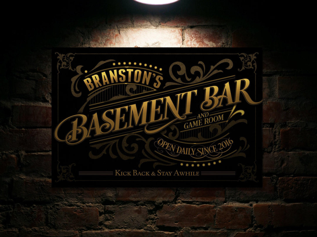 Basement Bar and Game Room Sign | Custom Basement Bar Sign | Custom Gameroom Sign | Vintage Sign | Basement Bar Wall Decor | Distressed Sign