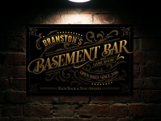 Basement Bar and Game Room Sign | Custom Basement Bar Sign | Custom Gameroom Sign | Vintage Sign | Basement Bar Wall Decor | Distressed Sign