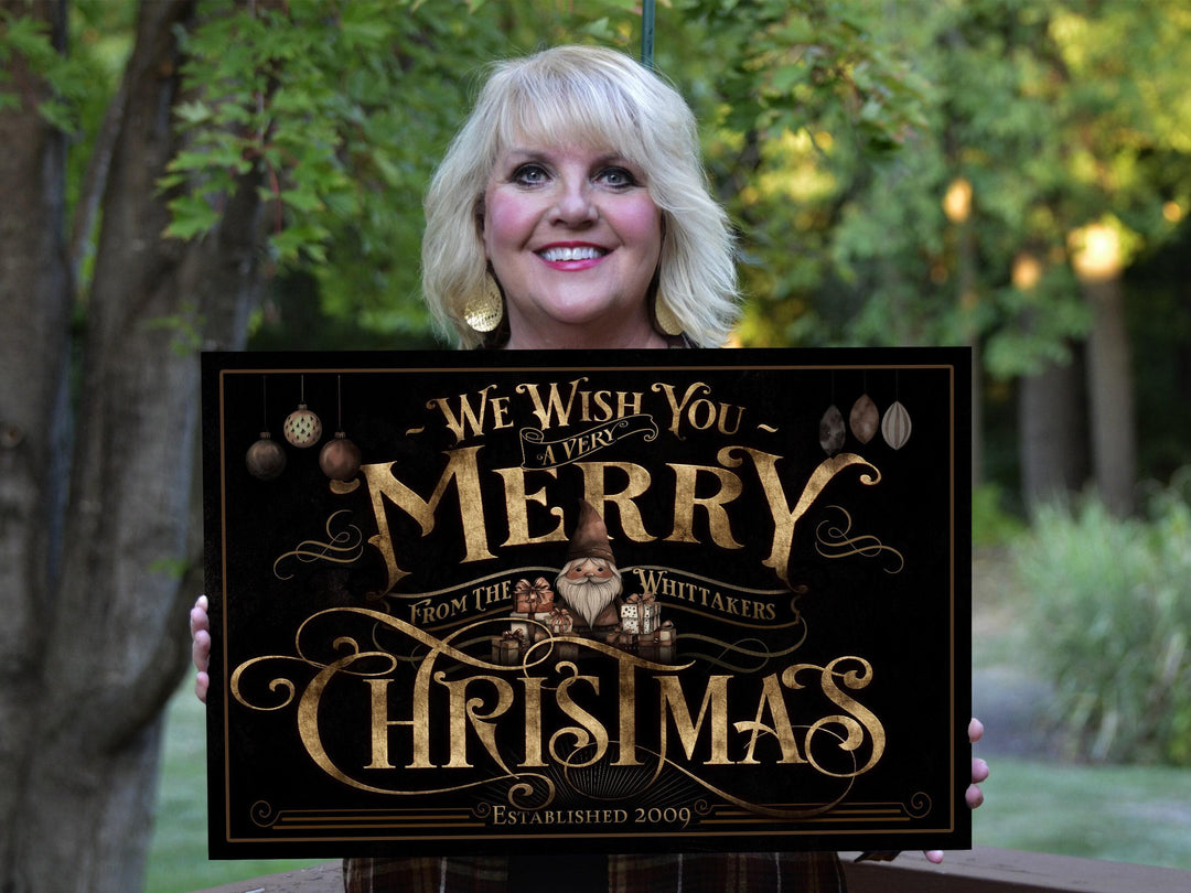 Personalized Very Merry Christmas Sign | Farmhouse Merry Christmas Sign | Vintage Christmas Sign | Large Metal Sign | Large Canvas Sign