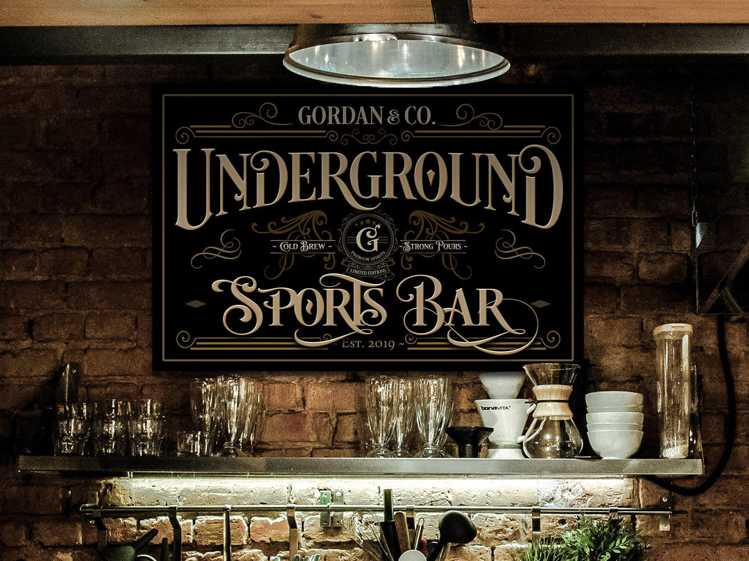 Custom Sports Bar Sign | Basement Sports Bar Sign | Underground Bar Sign | Lower Level Bar Sign | Large Canvas | Vintage Bar Sign