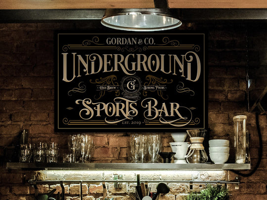 Custom Sports Bar Sign | Basement Sports Bar Sign | Underground Bar Sign | Lower Level Bar Sign | Large Canvas | Vintage Bar Sign