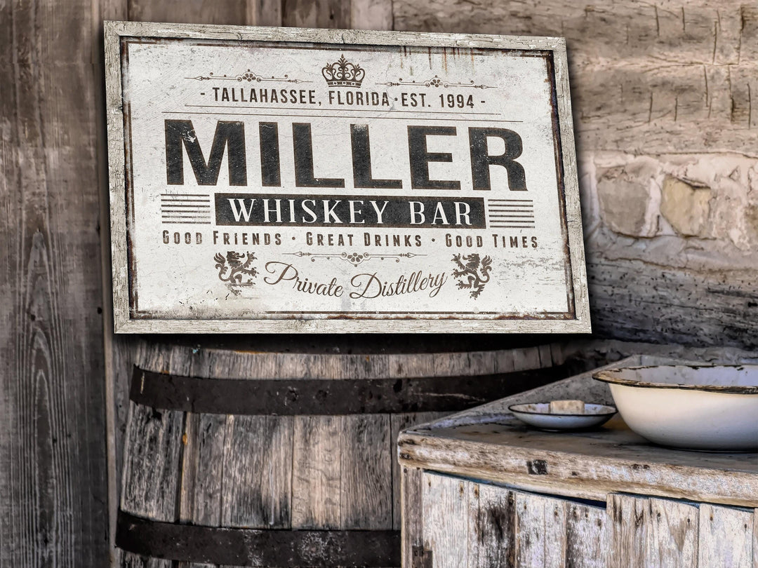 Custom Whiskey Bar Sign | Whiskey Sign | Custom Customized Family Whiskey Bar | Family Name Sign | Modern Farmhouse Decor | Large Metal Sign