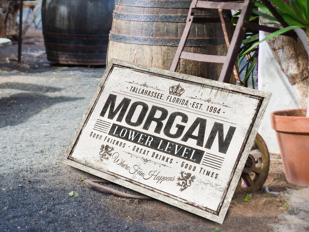 Lower Level Bar Sign | Basement Bar Sign | Personalized Bar Sign | Family Name Sign | Modern Farmhouse Decor | Large Metal or Canvas Sign