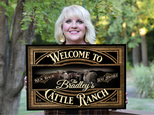 Highland Cattle Sign | Highland Cattle Ranch Sign | Cattle Farm Sign | Vintage Highland Farm Sign | Farmhouse Cattle Sign | Metal Print