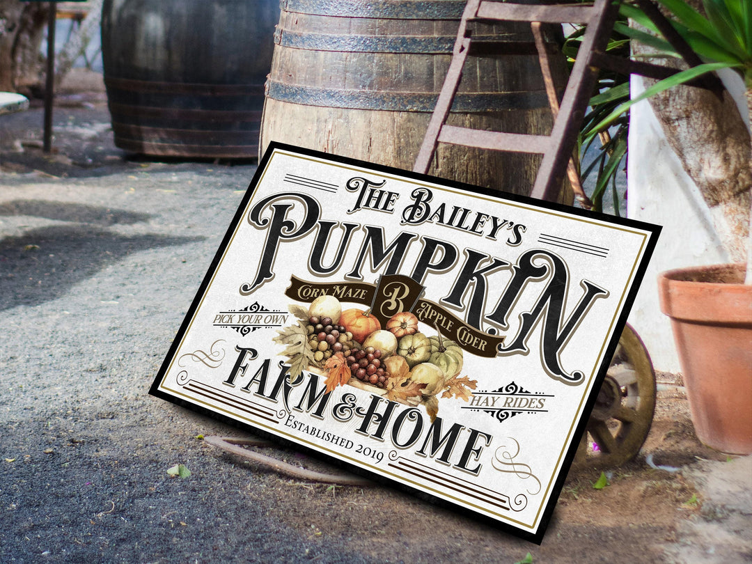 Personalized Pumpkin Farm Sign | Farmhouse Pumpkin Sign | Vintage Pumpkin Farm Sign | Large Metal Sign | Large Canvas Sign