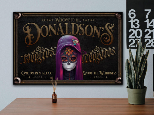 Sugar Skull | Sugar Skull Decor | Sugar Skull Personalized with Last Name | Sugar Skull Wall Art | Sugar Skull Game Room | Cute Sugar Skull