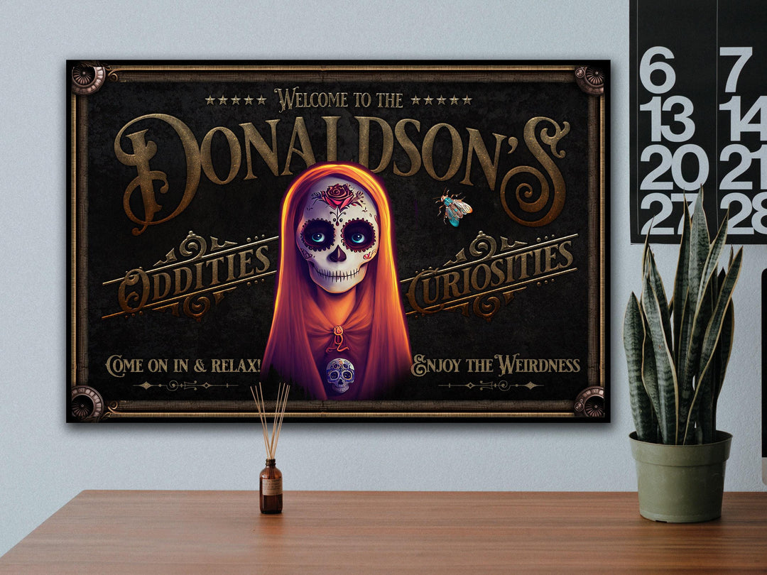 Sugar Skull | Sugar Skull Decor | Sugar Skull Personalized with Last Name | Sugar Skull Wall Art | Sugar Skull Game Room | Man Cave
