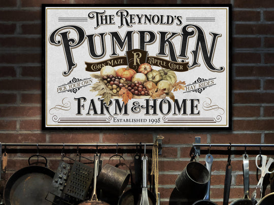 Personalized Pumpkin Farm Sign | Farmhouse Pumpkin Sign | Vintage Pumpkin Farm Sign | Large Metal Sign | Large Canvas Sign