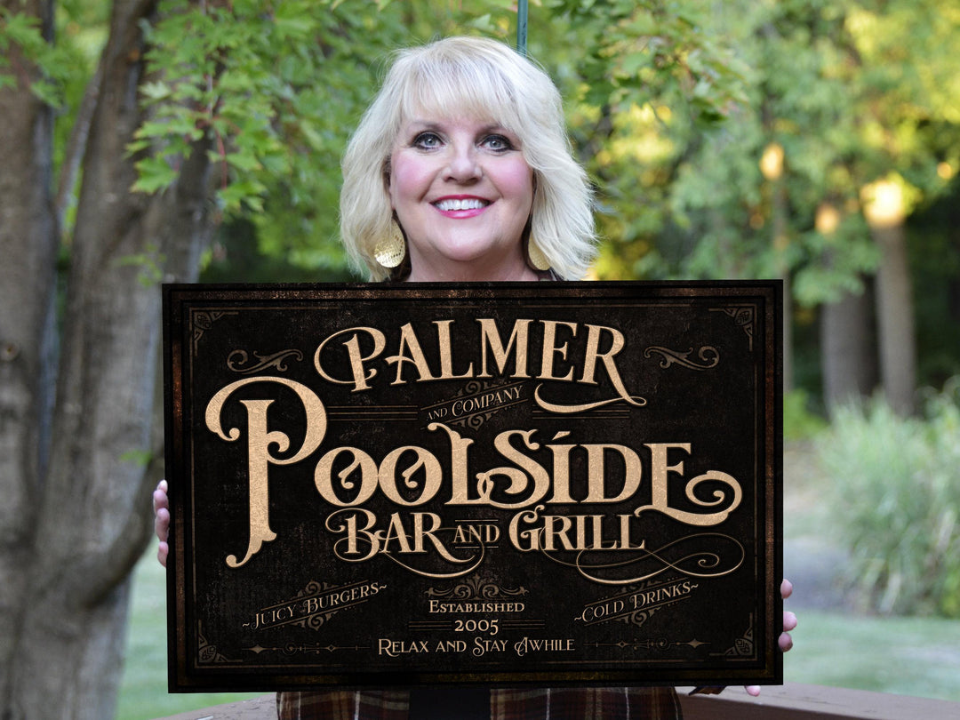 Poolside Bar Sign | Personalized Poolside Bar Sign | Pool Bar Sign | Vintage Pool Bar Sign | Last Name Pool Bar Sign