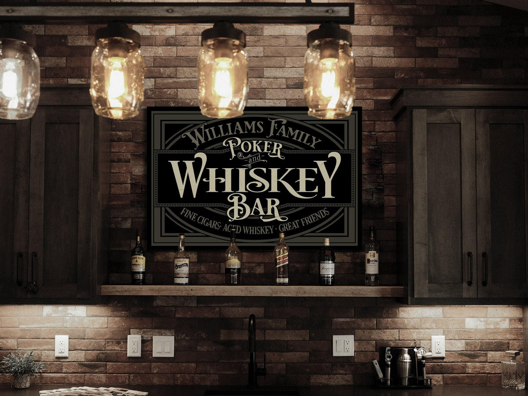 Poker Bar Sign | Custom Poker Whiskey Bar Sign | Whiskey Bar Sign | Family Name Sign | Personalized Bar Sign | Vintage Sign | Metal Sign