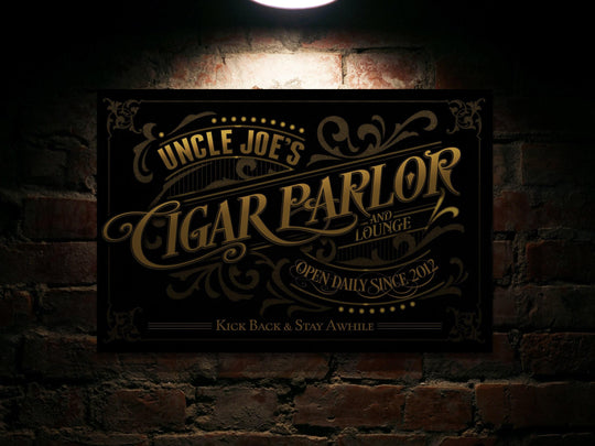 Personalized Cigar Parlor Sign | Cigar Parlor and Lounge Sign | Cigar Lounge Sign | Rustic Cigar Sign | Vintage Cigar Bar Sign