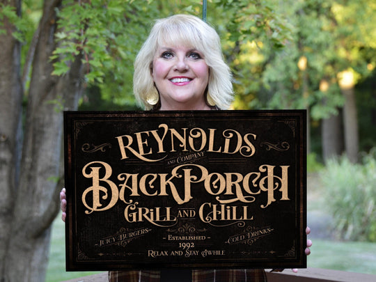 Personalized Back Porch Sign | Back Porch Grill and Chill Sign | Backyard Bar Sign | Back Porch Bar Sign | Backyard Grill Sign
