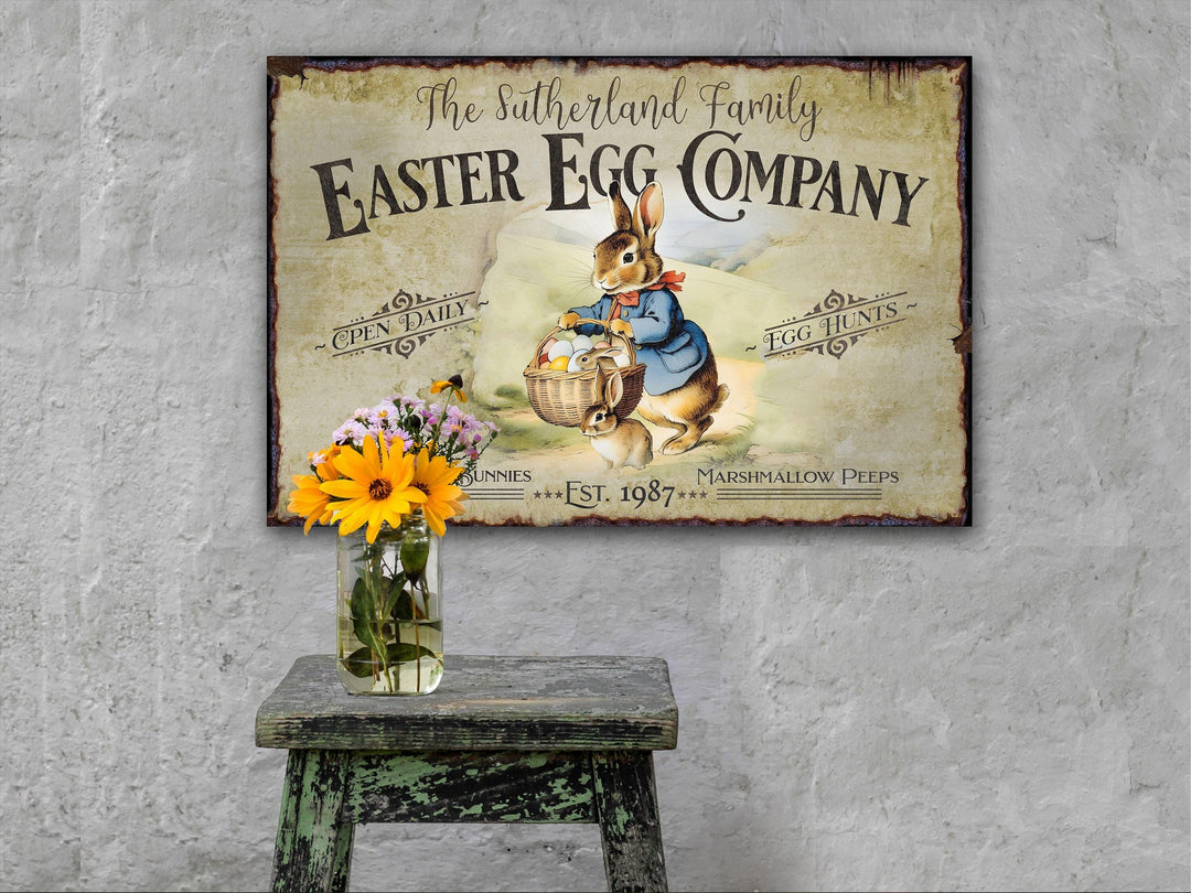 Easter Sign | Vintage Easter Decoration | Country Cottage Spring | Bunny Rabbit | Easter Bunny Decor | Custom Easter Sign | Modern Farmhouse