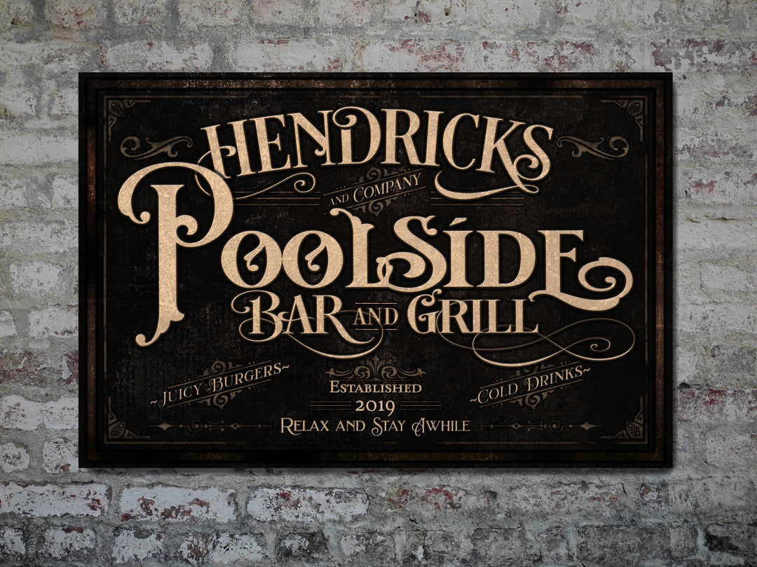 Poolside Bar Sign | Personalized Poolside Bar Sign | Pool Bar Sign | Vintage Pool Bar Sign | Last Name Pool Bar Sign