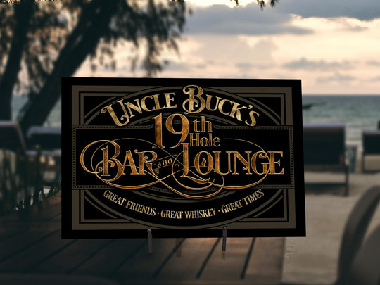 19th Hole Bar Sign | Personalized 19th Hole Sign | Golf Sign Style | Very Vintage Scheme | Golf Lounge Sign | Free International Shipping