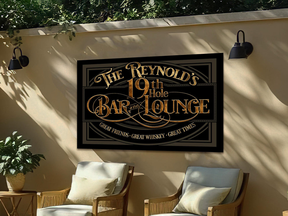 19th Hole Bar Sign | Personalized 19th Hole Sign | Golf Sign Style | Very Vintage Scheme | Golf Lounge Sign | Free International Shipping