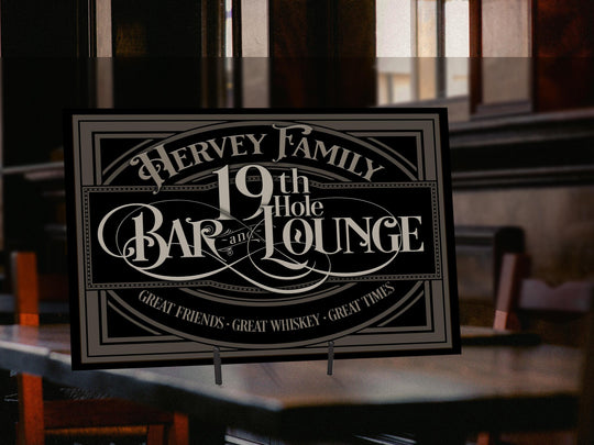 19th Hole Bar Sign | Personalized 19th Hole Sign | Golf Sign Style | Earthy Taupe Scheme | Golf Lounge Sign | Free International Shipping