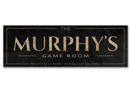 Game Room Sign | Vintage Last Name Sign | Personalized Game Room Sign | Classic Vintage Wall Art | Free International Shipping