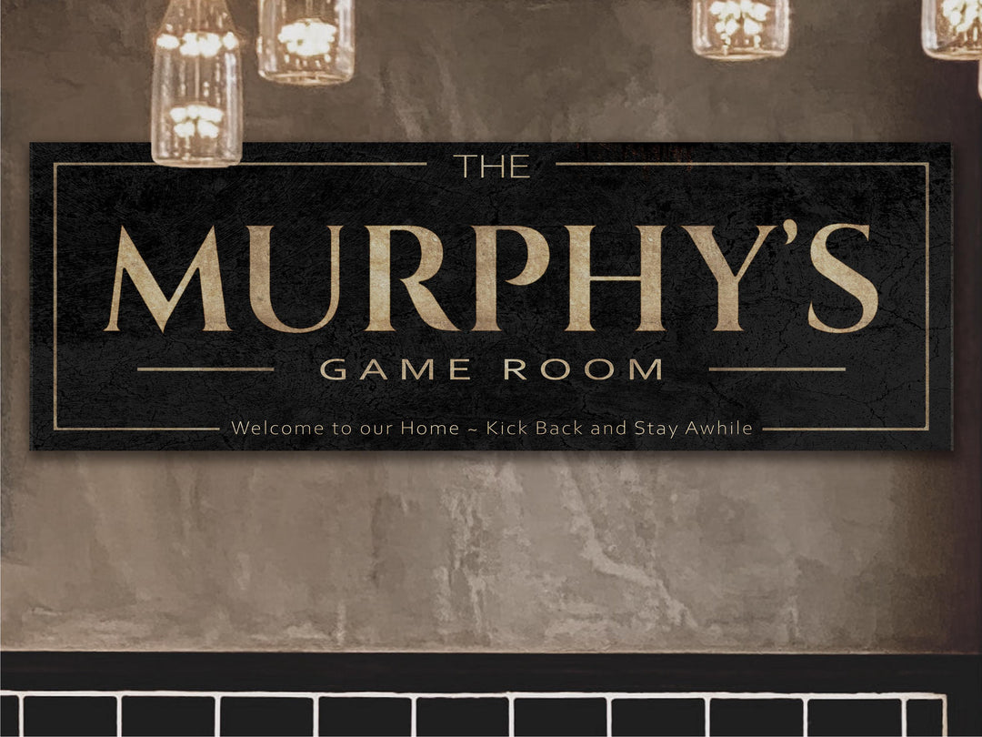 Game Room Sign | Vintage Last Name Sign | Personalized Game Room Sign | Classic Vintage Wall Art | Free International Shipping