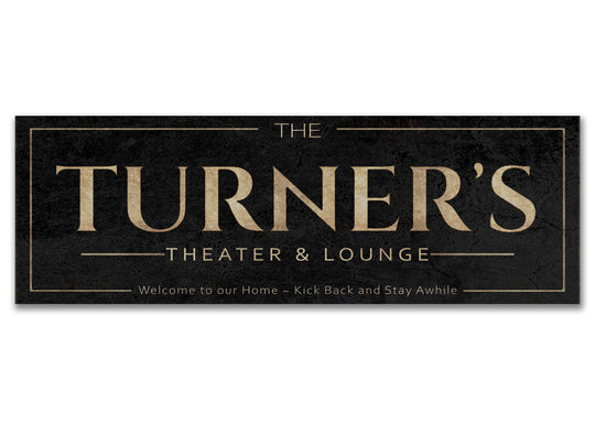 Home Theater and Lounge Sign | Vintage Last Name Sign | Personalized Theater Sign | Classic Vintage Wall Art | Free International Shipping