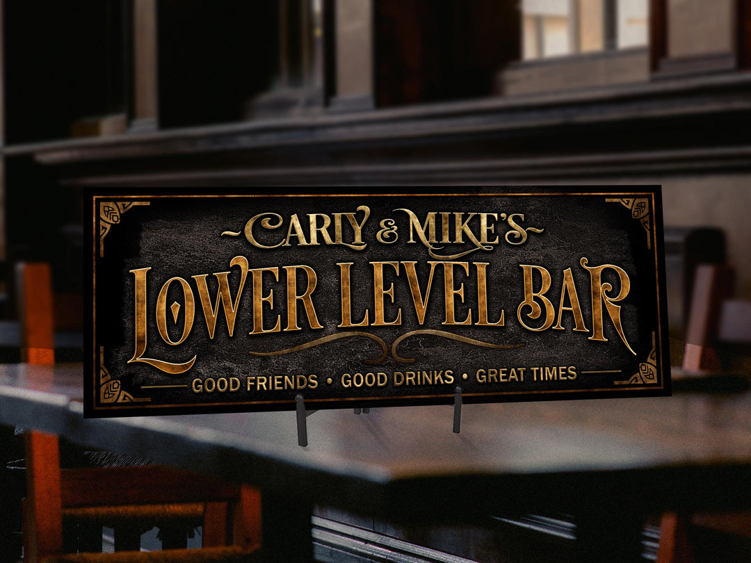 Lower Level Bar Sign | Basement Bar Sign | Personalized Lower Level Sign | Vintage Bar Sign | Free International Shipping