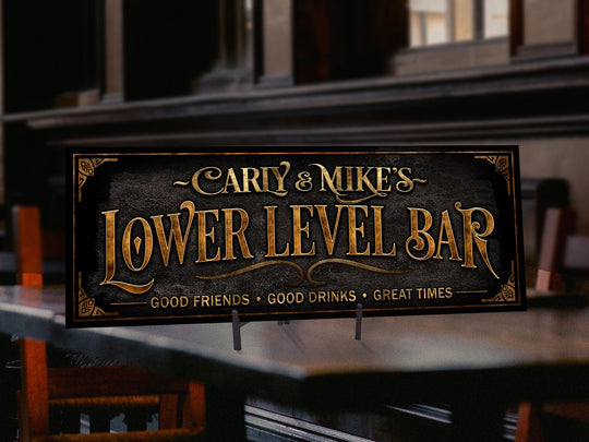 Lower Level Bar Sign | Basement Bar Sign | Personalized Lower Level Sign | Vintage Bar Sign | Free International Shipping