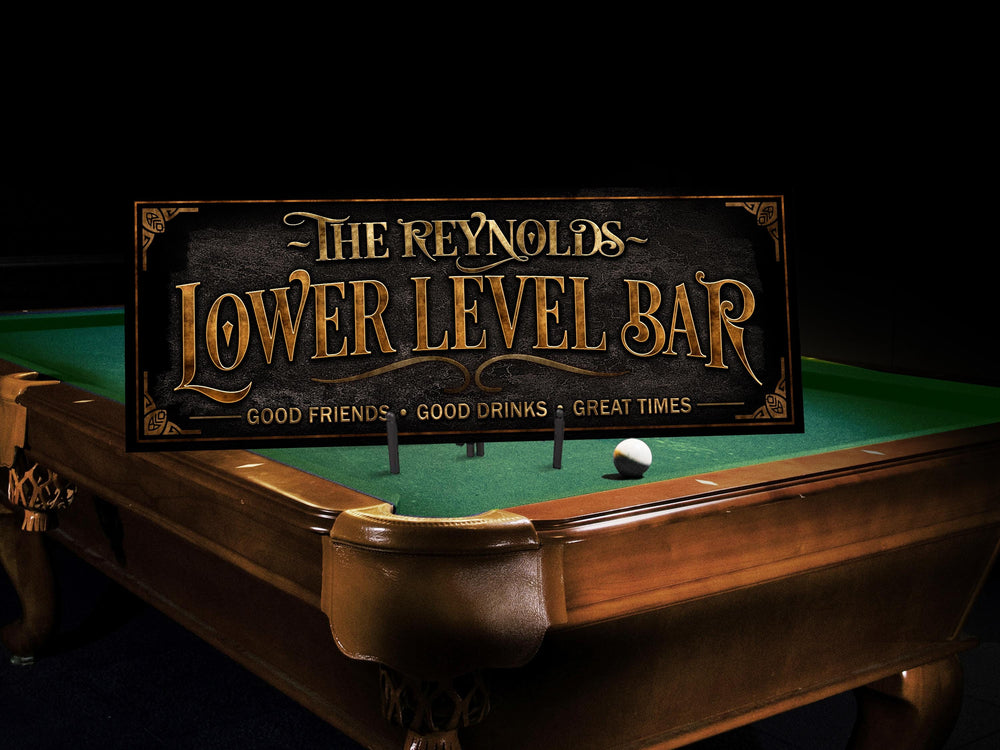 Lower Level Bar Sign | Basement Bar Sign | Personalized Lower Level Sign | Vintage Bar Sign | Free International Shipping