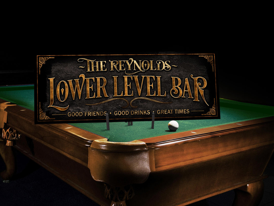 Lower Level Bar Sign | Basement Bar Sign | Personalized Lower Level Sign | Vintage Bar Sign | Free International Shipping