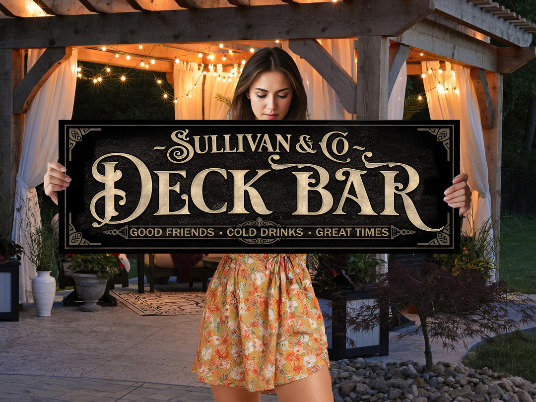 Personalized Deck Bar Sign with Family Name | Earthtone Deck Patio Bar Sign | Customized Family Outside Bar Sign | Custom Deck Bar SIgn