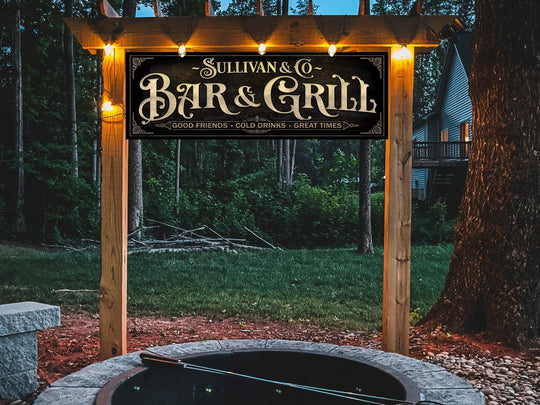 Personalized Bar & Grill Sign with Family Name | Earthtone Bar and Grill Sign | Customized Family Bar and Grill Sign | Custom BBQ SIgn