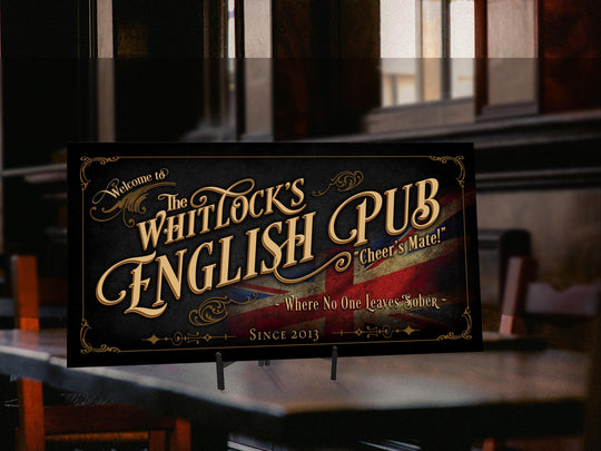 40" x 20" Canvas, Vintage English Pub Sign, Bar Wall Decor, Personalized English Pub Sign, Vintage Bar Signage, Free International Shipping