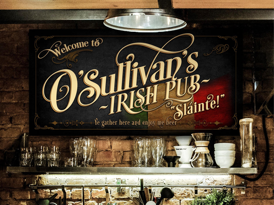 40" x 20" Canvas, Irish Pub Sign Personalized, Irish Bar Wall Decor, Personalized Irish Pub & Bar Sign, Irish Pub Canvas, Irish Pub Sign