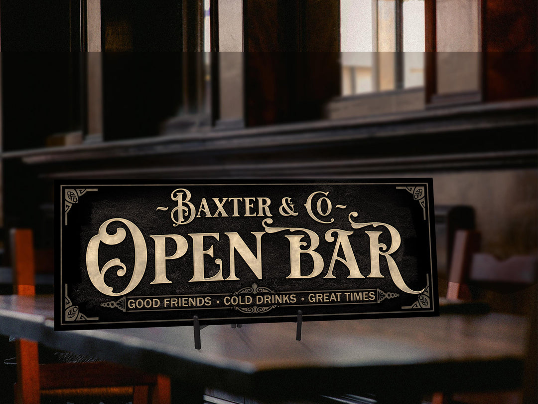 Personalized Open Bar Sign with Family Name | Wedding Event Open Bar Sign | Customized Open Bar Sign | Open Bar Sign for Wedding or Event