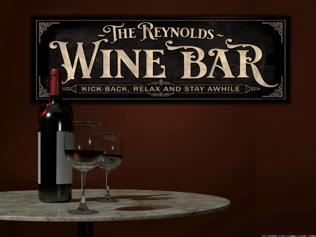Personalized Wine Bar Sign with Family Name | Vintage Wine Bar Sign | Customized Wine Bar Sign | Wine Bar Sign for Wedding or Event